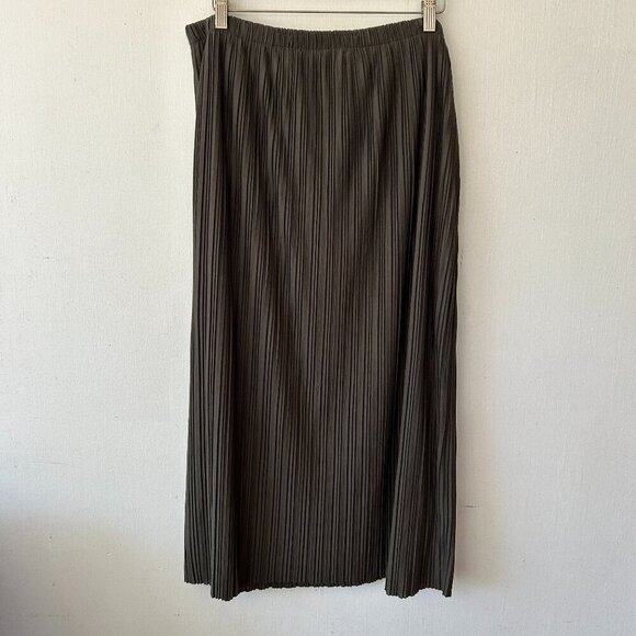 Dana Buchman Pleated Maxi Skirt Womens Large Green NWT Lined Elastic Waist - Picture 1 of 6